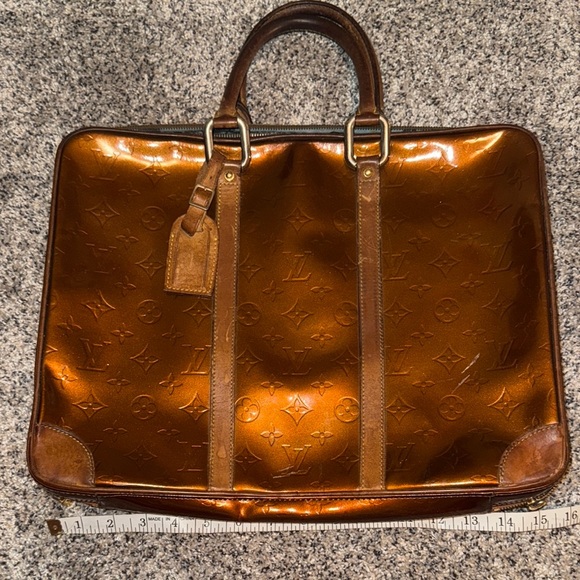 Louis Vuitton Brown Briefcase with Textured Leather and Gold Hardware preloved - Picture 1 of 15